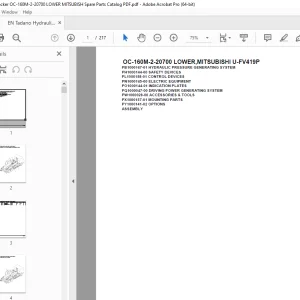 Tadano Crane OC-160M-2-20700 LOWER,MITSUBISHI U-FV419P Parts Manual PDF