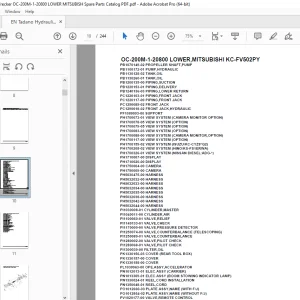 Tadano Crane OC-200M-1-20800 LOWER,MITSUBISHI KC-FV502PY Parts Manual PDF
