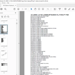 Tadano Crane OC-200M-1-21100 LOWER,MITSUBISHI KL-FV50LPY P2M Parts Manual PDF