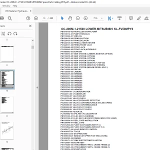 Tadano Crane OC-200M-1-21500 LOWER,MITSUBISHI KL-FV50MPY3 Parts Manual PDF