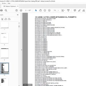 Tadano Crane OC-200M-1-21700 LOWER,MITSUBISHI KL-FV50MPY3 Parts Manual PDF