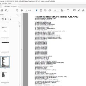 Tadano Crane OC-200M-1-21800 LOWER,MITSUBISHI KL-FV50LPYP2M Parts Manual PDF
