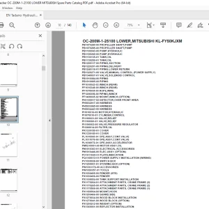 Tadano Crane OC-200M-1-25100 LOWER,MITSUBISHI KL-FY50KJXM Parts Manual PDF