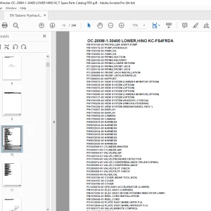 Tadano Crane OC-200M-1-30400 LOWER,HINO KC-FS4FRDA Parts Manual PDF