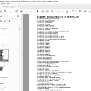 Tadano Crane OC-200M-1-31000 LOWER,HINO KS-FS1ERWA-NH Parts Manual PDF
