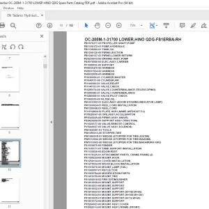 Tadano Crane OC-200M-1-31700 LOWER,HINO QDG-FS1ERBA-RH Parts Manual PDF
