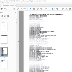Tadano Crane OC-200M-1-31900 LOWER,HINO QKG-FS1ERBA-QFF Parts Manual PDF