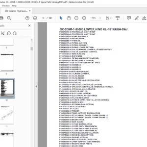 Tadano Crane OC-200M-1-35000 LOWER,HINO KL-FS1KKGA-DAJ Parts Manual PDF