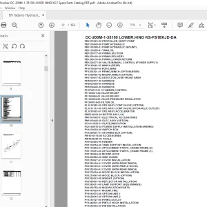 Tadano Crane OC-200M-1-35100 LOWER,HINO KS-FS1EKJD-DA Parts Manual PDF