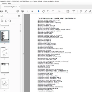 Tadano Crane OC-200M-1-35200 LOWER,HINO PK-FS2PKJA Parts Manual PDF