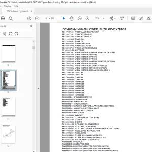 Tadano Crane OC-200M-1-40400 LOWER,ISUZU KC-CYZ81Q2 Parts Manual PDF