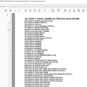 Tadano Crane OC-200N-1-10600 LOWER,UD TRUCKS QKG-CD5XM Parts Manual PDF