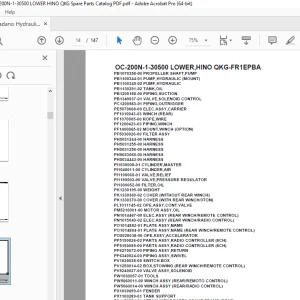 Tadano Crane OC-200N-1-30500 LOWER,HINO QKG-FR1EPBA Parts Manual PDF