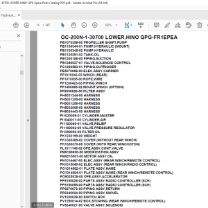 Tadano Crane OC-200N-1-30700 LOWER,HINO QPG-FR1EPEA Parts Manual PDF