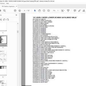 Tadano Crane OC-200N-1-90300 LOWER,SCANIA G410LB6X2*4MLB Parts Manual - PDF DOWNLOAD