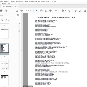 Tadano Crane OC-200N-1-90400 LOWER,SCANIA P360 B6X2*4LB Parts Manual PDF
