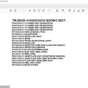 Tadano Crane TM-ZE260 41008402003A BOOM3 SECT. Parts Manual  - PDF DOWNLOAD