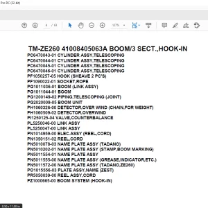 Tadano Crane TM-ZE260 41008405063A BOOM3 SECT.,HOOK-IN Parts Manual  - PFD DOWNLOAD