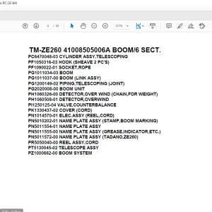 Tadano Crane TM-ZE260 41008505006A BOOM6 SECT. Parts Manual -  PDF DOWNLOAD