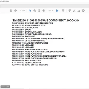 Tadano Crane TM-ZE260 41008505065A BOOM5 SECT.,HOOK-IN Parts Manual  - PDF DOWNLOAD