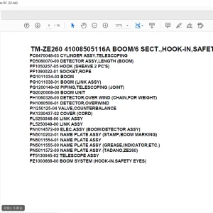 Tadano Crane TM-ZE260 41008505116A BOOM6 SECT.,HOOK-IN,SAFETY EYES Parts Manual - PDF