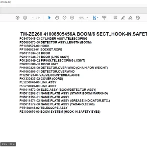 Tadano Crane TM-ZE260 41008505456A BOOM6 SECT.,HOOK-IN,SAFETY EYES Parts Manual - PDF