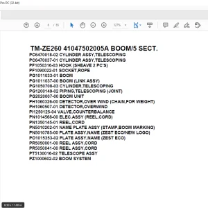 Tadano Crane TM-ZE260 41047502005A BOOM/5 SECT. Parts Manual - PDF DOWNLOAD