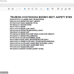 Tadano Crane TM-ZE260 41047502045A BOOM/5 SECT.,SAFETY EYES Parts Manual - PDF DOWNLOAD