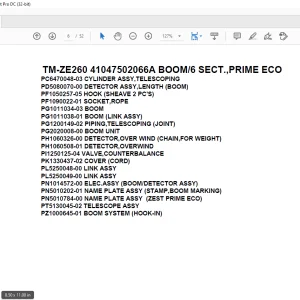 Tadano Crane TM-ZE260 41047502066A BOOM6 SECT.,PRIME ECO Parts Manual  - PDF DOWNLOAD