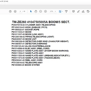 Tadano Crane TM-ZE260 41047505005A BOOM5 SECT.Parts Manual - PDF DOWNLOAD