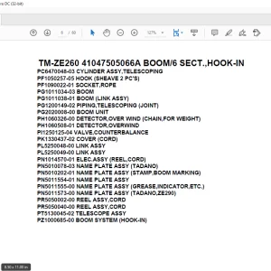 Tadano Crane TM-ZE260 41047505066A BOOM6 SECT.,HOOK-IN Parts Manual - PDF DOWNLOAD