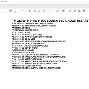 Tadano Crane TM-ZE260 41047505456A BOOM6 SECT.,HOOK-IN,SAFETY EYES Parts Manual - PDF