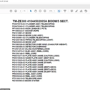 Tadano Crane TM-ZE300 41044502005A BOOM/5 SECT. Parts Manual  - PDF DOWNLOAD