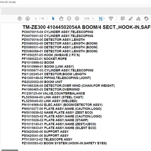 Tadano Crane TM-ZE300 41044502054A BOOM/4 SECT.,HOOK-IN,SAFETY EYES Parts Manual  - PDF