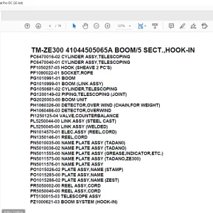 Tadano Crane TM-ZE300 41044505065A BOOM5 SECT.,HOOK-IN Parts Manual - PDF DOWNLOAD