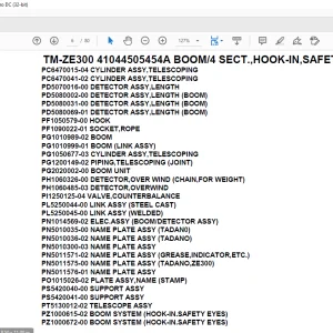 Tadano Crane TM-ZE300 41044505454A BOOM4 SECT.,HOOK-IN,SAFETY EYES Parts Manual - PDF