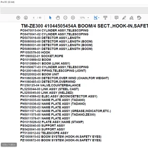 Tadano Crane TM-ZE300 41044505454A BOOM4 SECT.,HOOK-IN,SAFETY EYES Parts Manual -  PDF
