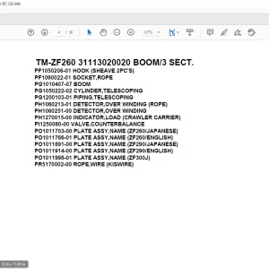 Tadano Crane TM-ZF260 31113020020 BOOM3 SECT. Parts Manual - PDF DOWNLOAD
