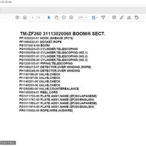 Tadano Crane TM-ZF260 31113020060 BOOM6 SECT.Parts Manual  - PDF DOWNLOAD
