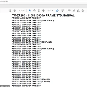 Tadano Crane TM-ZF260 41108110030A FRAME/STD,MANUAL Parts Manual  - PDF DOWNLOAD