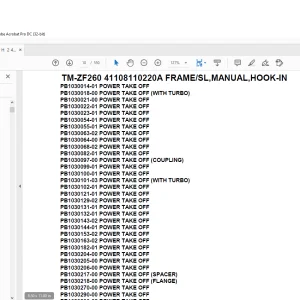 Tadano Crane TM-ZF260 41108110220A FRAMESL,MANUAL,HOOK-IN Parts Manual -  PDF DOWNLOAD