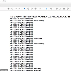 Tadano Crane TM-ZF260 41108110380A FRAME/SL,MANUAL,HOOK-IN Parts Manual - PDF DOWNLOAD