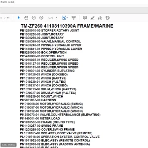 Tadano Crane TM-ZF260 41108110390A FRAMEMARINE Parts Manual  - PDF DOWNLOAD