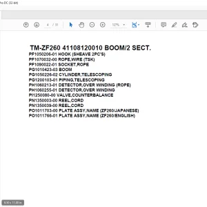 Tadano Crane TM-ZF260 41108120010 BOOM2 SECT.Parts Manual - PDF DOWNLOAD