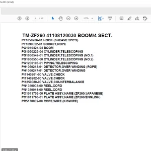 Tadano Crane TM-ZF260 41108120030 BOOM4 SECT. Parts Manual - PDF DOWNLOAD