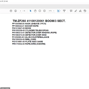 Tadano Crane TM-ZF260 41108120061 BOOM3 SECT.Parts Manual - PDF DOWNLOAD