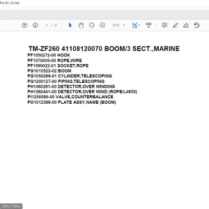 Tadano Crane TM-ZF260 41108120070 BOOM3 SECT.,MARINE Parts Manual - PDF DOWNLOAD