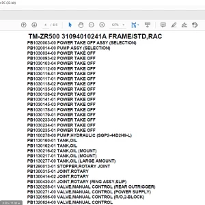 Tadano Crane TM-ZR500 31094010241A FRAME/STD,RAC Parts Manual  - PDF DOWNLOAD