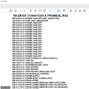Tadano Crane TM-ZR500 31094010261A FRAMESL,RAC Parts Manual  - PDF DOWNLOAD