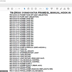 Tadano Crane TM-ZR500 31094010470A FRAME/SL,MANUAL,HOOK-IN Parts Manual -  PDF DOWNLOAD